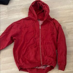 Brandy Melville Red Lightweight Shirt Jacket